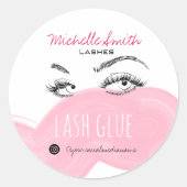 Makeup Artist Lashes Brow Black Pink Lash Kleber Runder Aufkleber (Vorderseite)