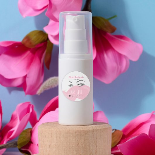 Makeup Artist Lashes Brow Black Pink Lash Kleber Runder Aufkleber