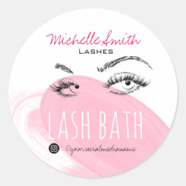 Makeup Artist Lashes Brows Black Pink Lash Bath Runder Aufkleber