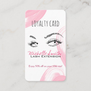 Makeup Artist Lashes Brows Pink Loyalty Card Terminkarte