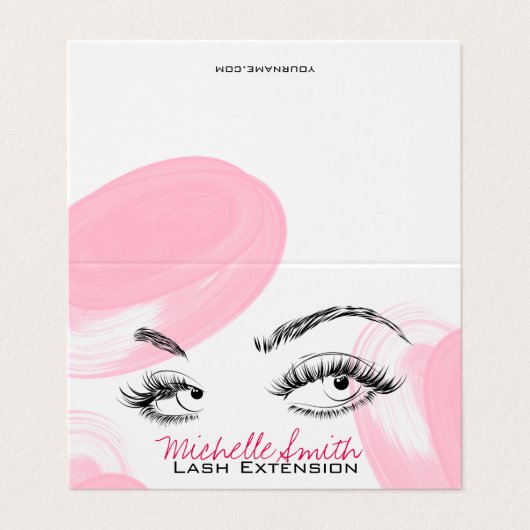 Makeup Artist Lashes Brows Pink Termin Card Visitenkarten (Außenseite Aufgefaltet)