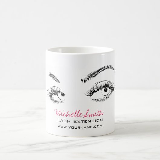 Makeup Artist Lashes Brows Pink Wasserfarbe Brush Kaffeetasse (Mittel)