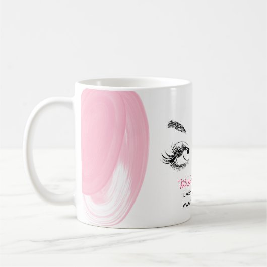 Makeup Artist Lashes Brows Pink Wasserfarbe Brush Kaffeetasse (Links)