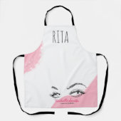 Makeup Artist Lashes Brows Schwarz-weiß Name Schürze (Vorderseite)