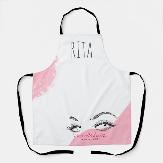 Makeup Artist Lashes Brows Schwarz-weiß Name Schürze (Vorderseite)