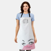 Makeup Artist Lashes Brows Schwarz-weiß Name Schürze (Getragen)