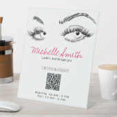 Makeup Artist Lashes Brows Schwarz-weiß QR Code Sockelschild (In Situ)