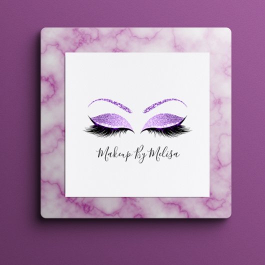 Makeup Artist Lashes Extension Lila Violet Quadratische Visitenkarte