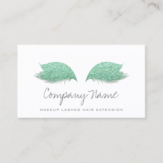 Makeup Artist Lashes Extension Mint Green Gray Terminkarte (Vorderseite)