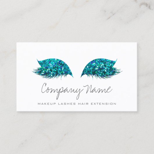 Makeup Artist Lashes Extension Ocean White Blue Terminkarte (Vorderseite)