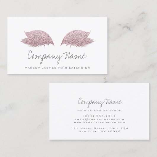 Makeup Artist Lashes Extension Rose Terminkarte (Vorne/Hinten)