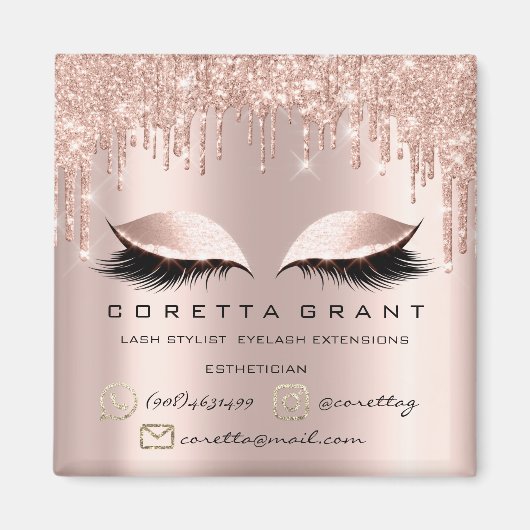 Makeup Artist Lashes Extension Rose Tropfen Mail I Magnet (Vorne)