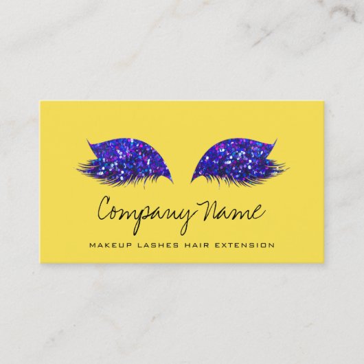 Makeup Artist Lashes Extension Royal Blue Yellow Terminkarte (Vorderseite)
