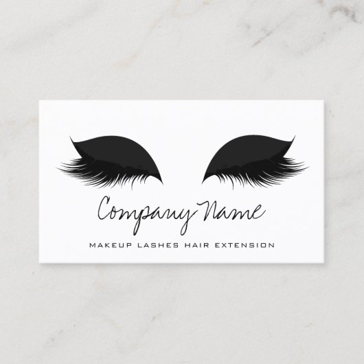 Makeup Artist Lashes Extension Schwarz-weiß Terminkarte (Vorderseite)