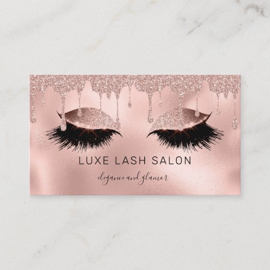 Makeup Artist Lashes Glitzer Light Rose Gold Visitenkarte (Vorderseite)