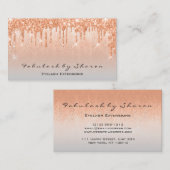 Makeup Artist Lashes Glitzer Tropfens Coral Gray Visitenkarte (Vorne/Hinten)