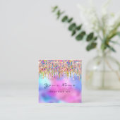 Makeup Artist Lashes Nails Holograph Unicorn Rainb Quadratische Visitenkarte (Stehend Vorderseite)