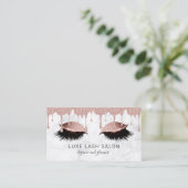Makeup Artist Lashes Pink Glitzer Rose Gold Visitenkarte (Stehend Vorderseite)