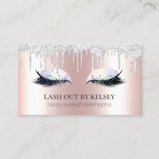 Makeup Artist Lashes Pink + Platinum Glitzer Tropf Visitenkarte