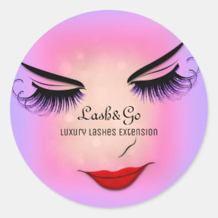 Makeup Artist Lashes Produkt Lila Roter Schlag Runder Aufkleber