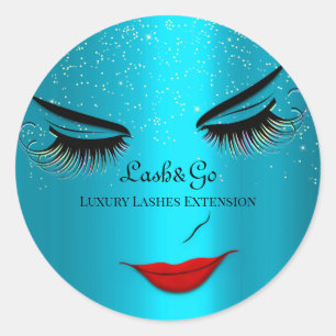 Makeup Artist Lashes Produkt-Tropfen Blau Runder Aufkleber