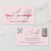 Makeup Artist Lashes QRLOGO Microblade Rose Powder Visitenkarte (Vorne/Hinten)