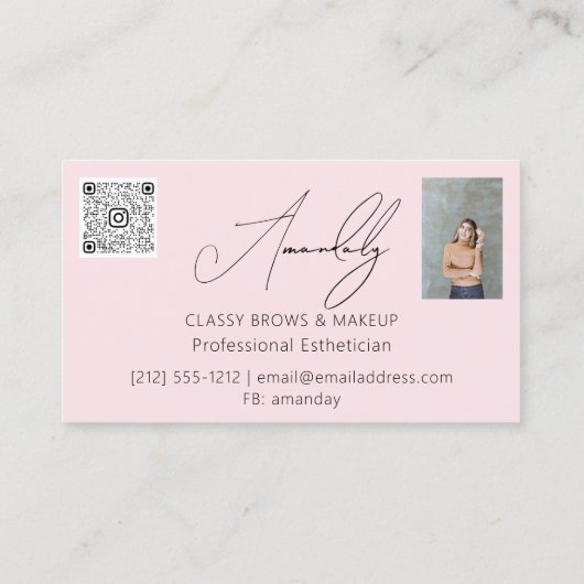 Makeup Artist Lashes QRLOGO Microblade Rose Powder Visitenkarte (Rückseite)