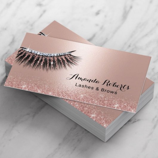 Makeup Artist Lashes Rose Gold Glitzer Eyelash Visitenkarte
