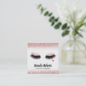 Makeup Artist Lashes Rose Gold Glitzer Salon Quadratische Visitenkarte (Stehend Vorderseite)