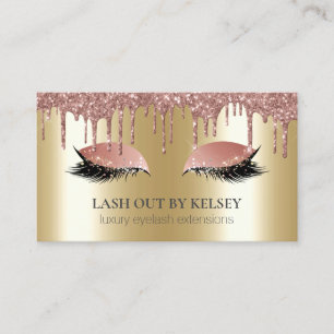 Makeup Artist Lashes Rose Gold Glitzer Tropfen + 1 Visitenkarte