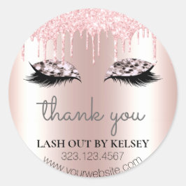 Makeup Artist Lashes Rose Quartz Glitzer Rosa Trop Runder Aufkleber