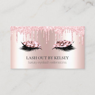 Makeup Artist Lashes Rose Quartz Pink Glitzer Trop Visitenkarte