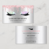 Makeup Artist Lashes Silver Opal Pink Glitzer Trop Visitenkarte (Vorne/Hinten)