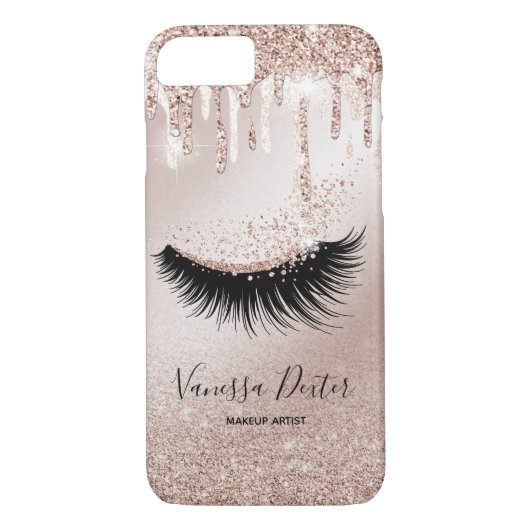 Makeup Artist Lashes Spark Drips Rose Gold Case-Mate iPhone Hülle (Rückseite)
