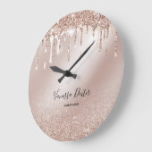 Makeup Artist Lashes Spark Drips Rose Gold Große Wanduhr (Winkel)