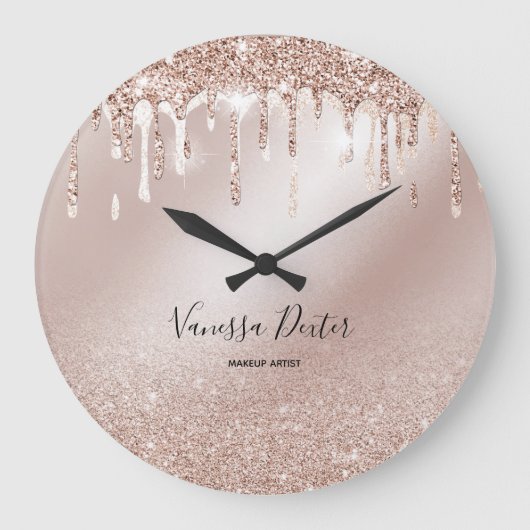 Makeup Artist Lashes Spark Drips Rose Gold Große Wanduhr (Vorderseite)