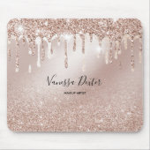 Makeup Artist Lashes Spark Drips Rose Gold Mousepad (Vorne)