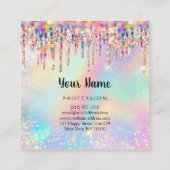 Makeup Artist Lashes Studio Lila Holograph Crown Quadratische Visitenkarte (Rückseite)