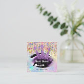 Makeup Artist Lashes Studio Lila Holograph Crown Quadratische Visitenkarte (Stehend Vorderseite)