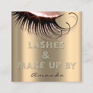 Makeup Artist Lashes Verlängerung Rosa SepiaGold Quadratische Visitenkarte