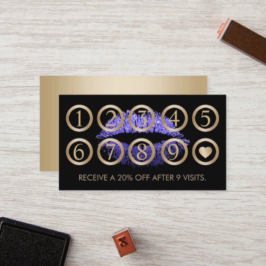 Makeup Artist Lila Glitzer Treuekarte (Vorderseite/Rückseite Beispiel)