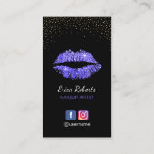 Makeup Artist Lila Lips Salon Social Media Visitenkarte (Vorderseite)