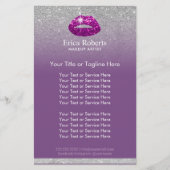 Makeup Artist Lila Lips Silberner Glitzer Salon Flyer (Vorne)