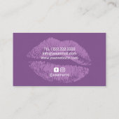Makeup Artist Lila Lipstick Moderner Salon Visitenkarte (Rückseite)
