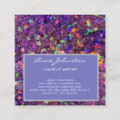 Makeup Artist Lila Star Glitzer Quadratische Visitenkarte (Rückseite)