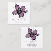 Makeup Artist Lila Watercolor Blume Quadratische Visitenkarte (Vorne/Hinten)