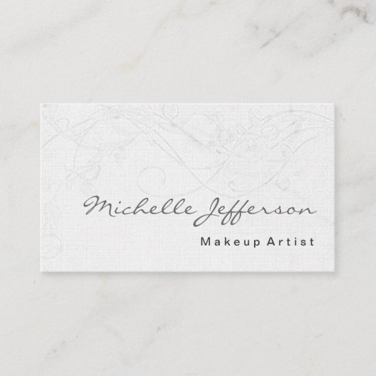 Makeup Artist Linen Damask Muster Business Card Visitenkarte (Vorderseite)
