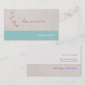 Makeup Artist Linen Look Delicate Budding Branch Visitenkarte (Vorne/Hinten)