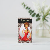 Makeup Artist Lippen n Lipstick Leopard Beige Visitenkarte (Stehend Vorderseite)
