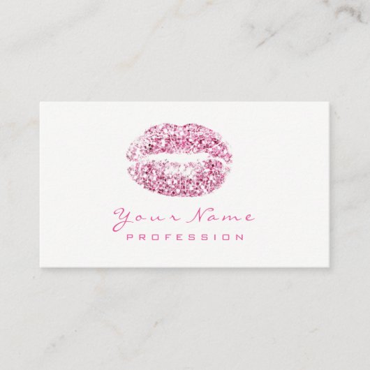 Makeup Artist Lips Beauty Glitzer Rosa Weiß Visitenkarte (Vorderseite)